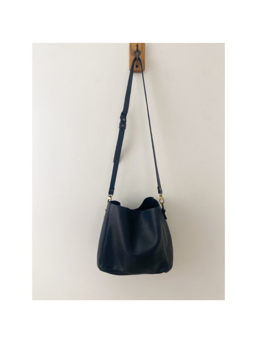 Portland Leather Goods Butterfly Bucket Shoulder Bag Purse Black